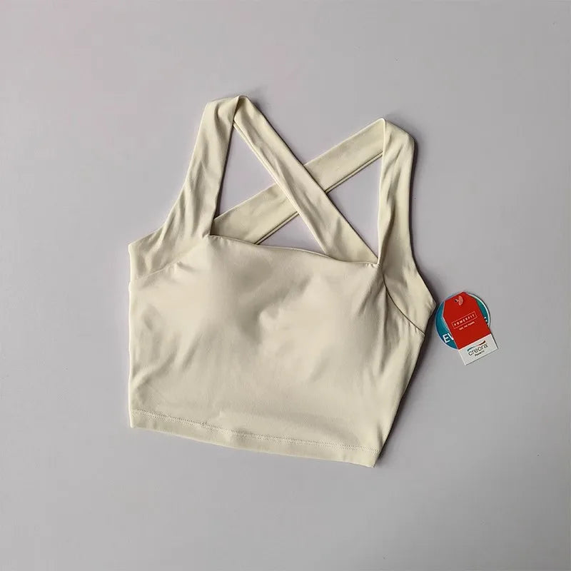 Women Cross Strap Sports Bra Top High impact Push Up Running Bras Sport Bra Yoga Gym Crop Top Brassiere Fitness Top Sport Bra