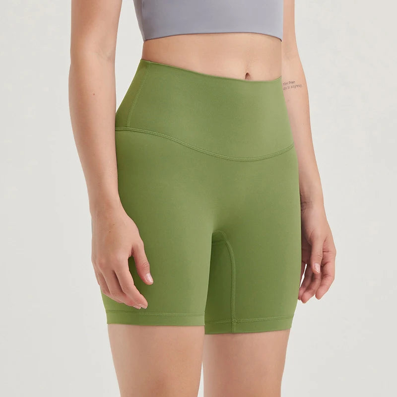 SOISOU Nylon Women's Shorts Gym Yoga Shorts Leggings High Waist Elastic Tight Breathable No Awkward Lines Women's Cycling Shorts