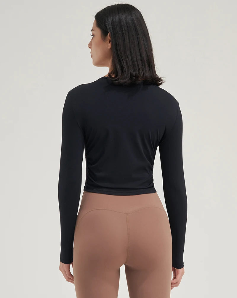SOISOU Nylon Women Tops Gym Yoga Shirts Sportswear Tight Elastic Breathable Comfortable Sports Top Yoga Wear Womens Clothing