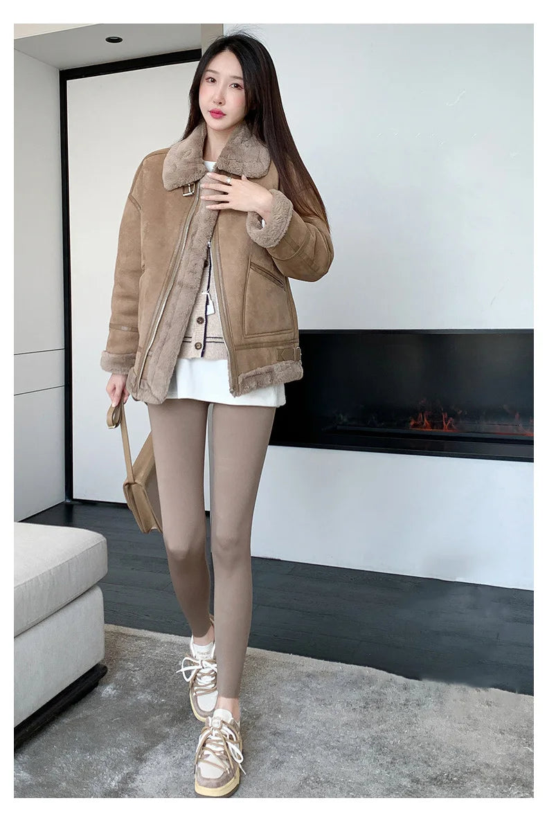 BIVIGAOS Autumn New Thin Rabbit Fleece Shark Leggings Women High Waist Elastic Pressure Slim Sport Fitness Winter Warm Leggings