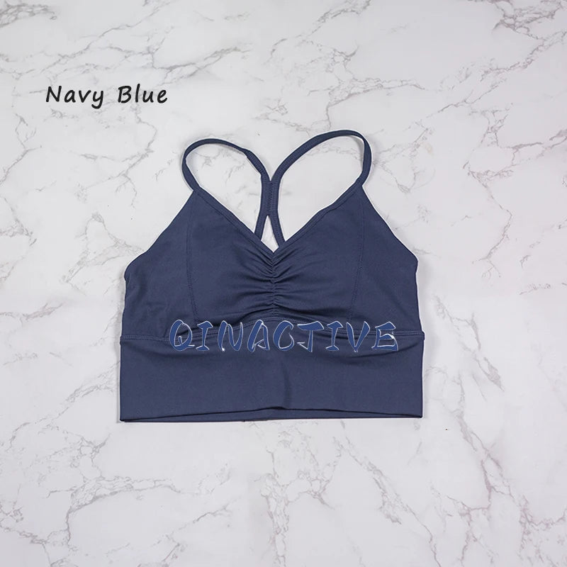 QINACTIVE Women’s Stylish Pleated Sports Bra – Beautiful Back & Quick-Dry Fit