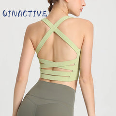 QINACTIVE Sports Bra Soft Breathable Push Up Sports Bra for Women Hollow Out Elastic Yoga Jogging Underwear