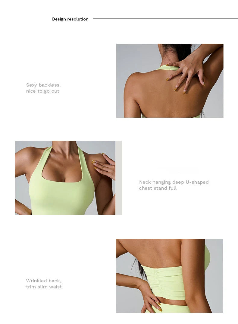 Ctenkevet Hang Oneself Sports Tank Tops Women Gym Backless Bra Yoga Vest Female Push Up Crop Top Sport Outfit For Woman