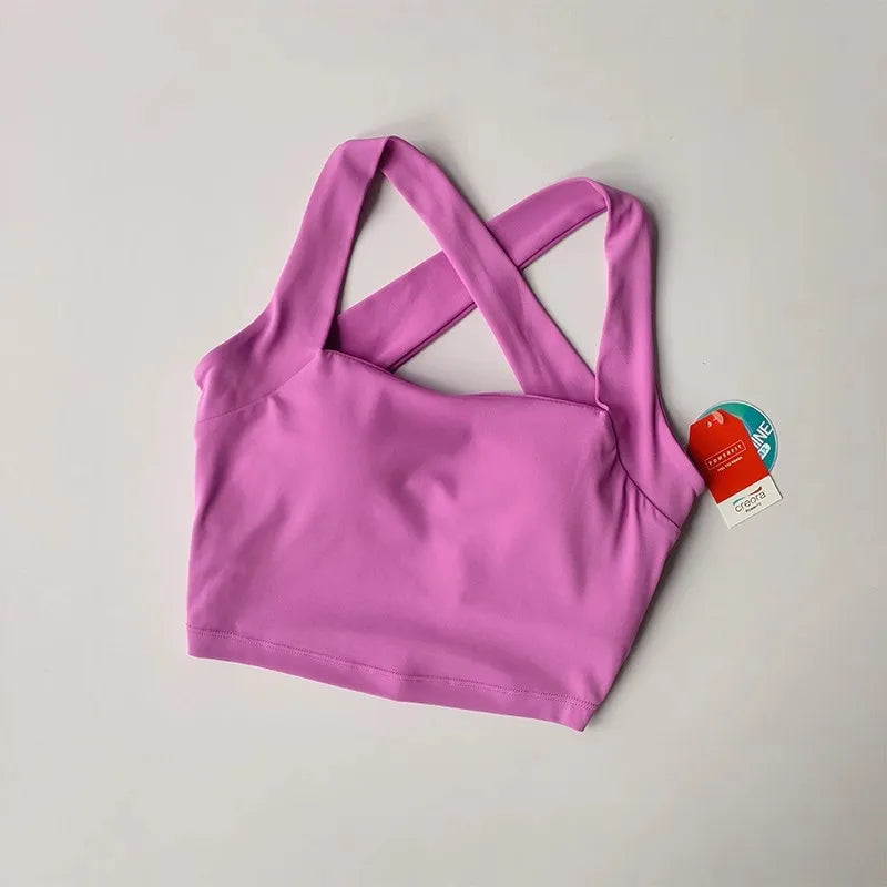 Women Cross Strap Sports Bra Top High impact Push Up Running Bras Sport Bra Yoga Gym Crop Top Brassiere Fitness Top Sport Bra