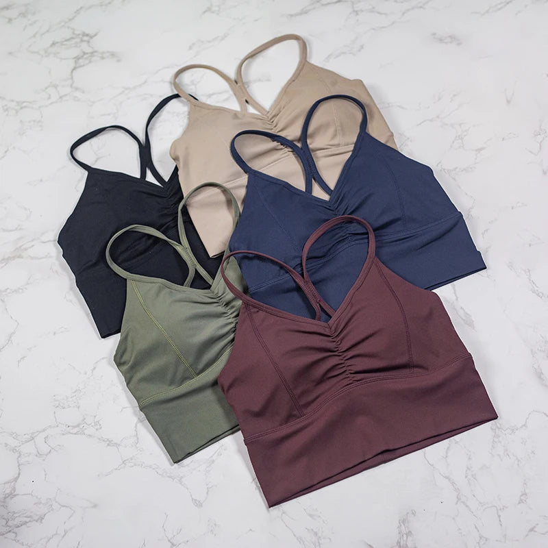 QINACTIVE Women’s Stylish Pleated Sports Bra – Beautiful Back & Quick-Dry Fit
