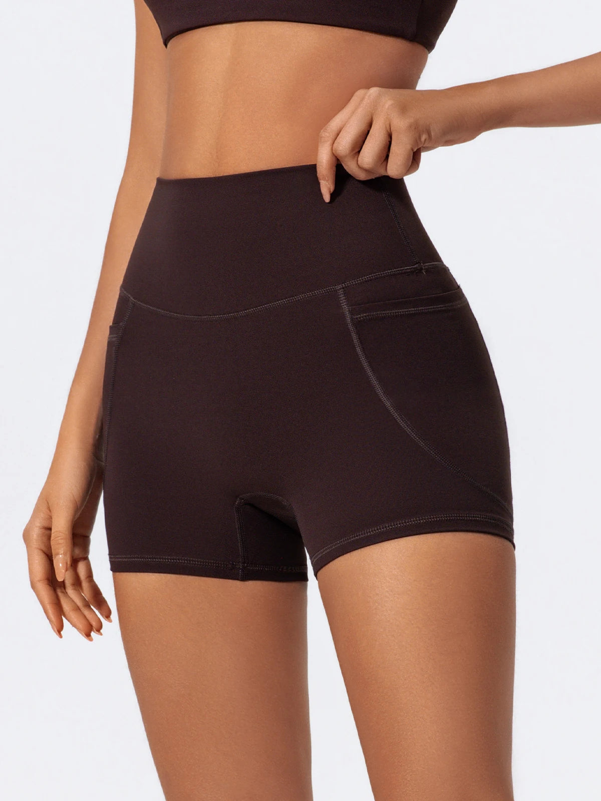 Ctenkevet Women's Pocket Athletic Shorts Running Tight Pants Gym Workout Yoga Trunks Female High Waist Buttock Lift Legging