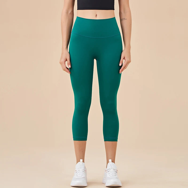 SOISOU Nylon Yoga Capri Pants Leggings Women's Pants Gym Sexy High Waist Tight Breathable Elastic Girl Sports Pants 13 Colors