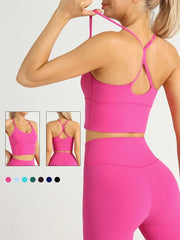 Women's Naked Feeling Y-Shape Cross-Back Sports Bra - Sexy Solid Color Yoga Top