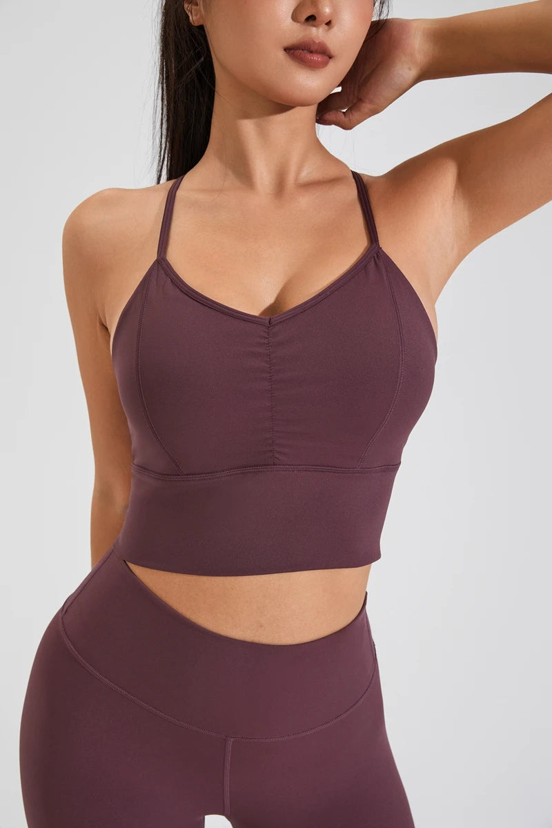 QINACTIVE Women’s Stylish Pleated Sports Bra – Beautiful Back & Quick-Dry Fit