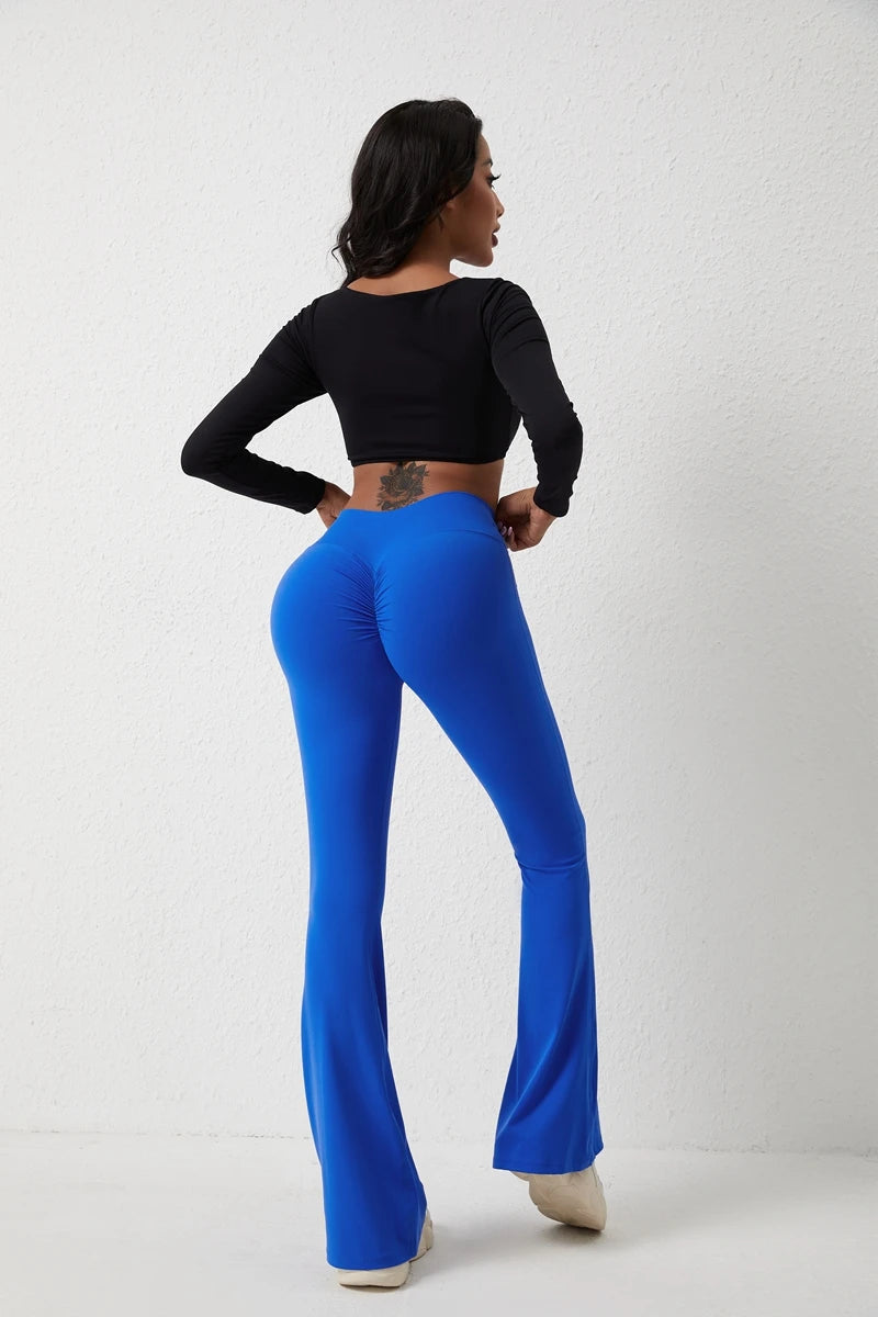 QINACTIV Flare Leggings Yoga Pants Women Bell-bottoms Yoga Trousers High Waist Fitness Pants Stretch Gym Casual Sports