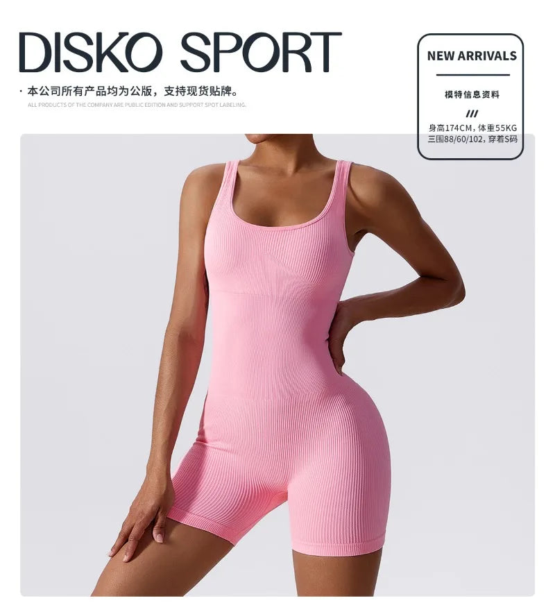 Dam Yoga-sparkbyxor i ett stycke med magkontroll, sömlös ribbad jumpsuit, vadderad sport-bh, tränings-sparkbyxor, mode, fitness, sportkläder