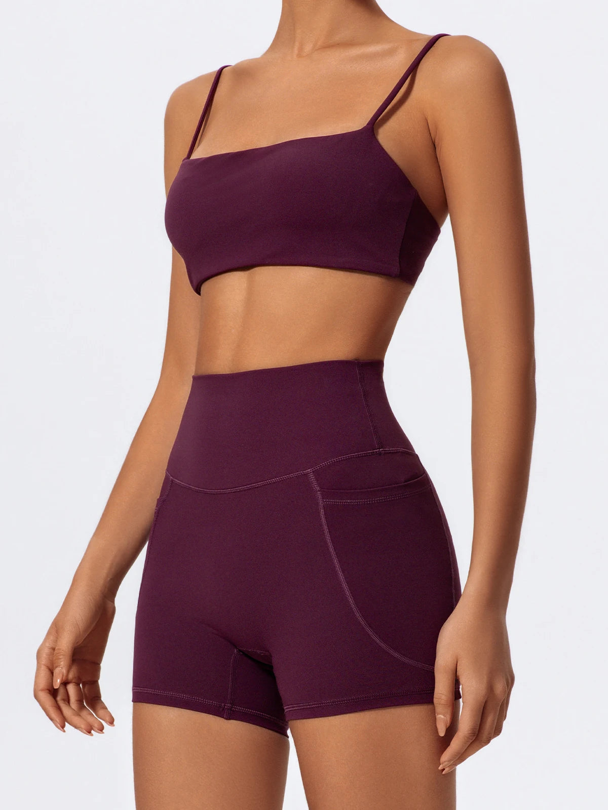 Ctenkevet Women's Pocket Athletic Shorts Running Tight Pants Gym Workout Yoga Trunks Female High Waist Buttock Lift Legging