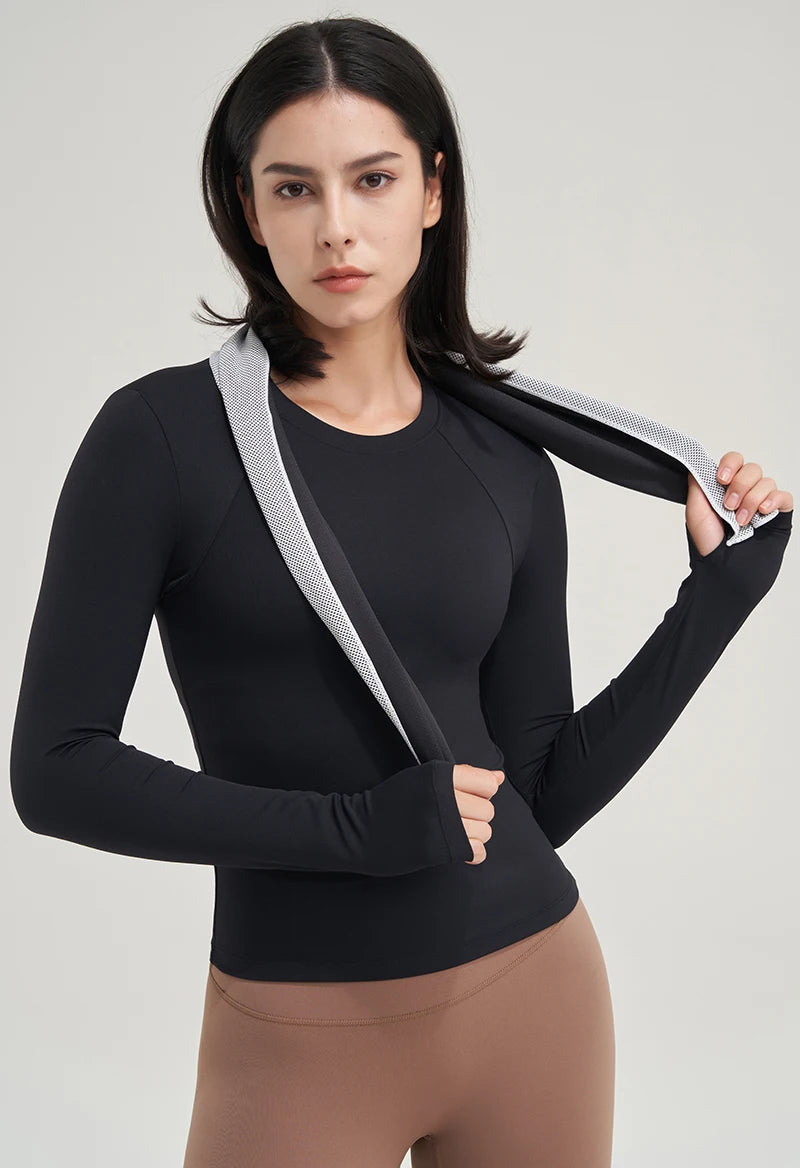 SOISOU Nylon Gym Top Yoga Shirt Fitness Sport Women Clothing Elastic Breathable Pilates Long Sleeve Tops 5 Colors 4 Size