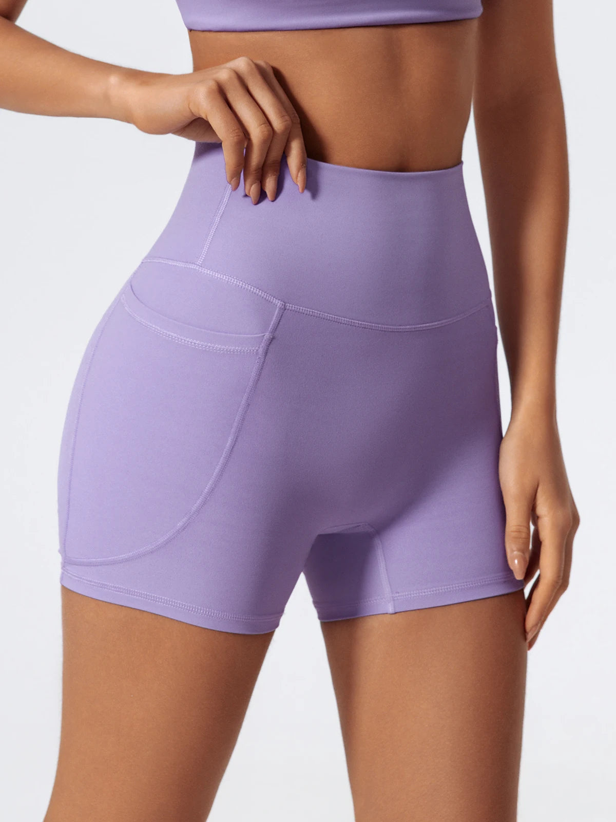Ctenkevet Women's Pocket Athletic Shorts Running Tight Pants Gym Workout Yoga Trunks Female High Waist Buttock Lift Legging