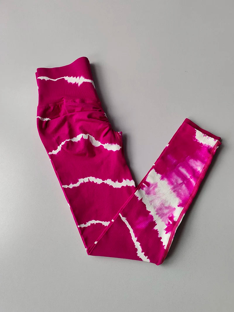Tie-Dye High-Waist Yoga Leggings for Women Seamless Gym Sports Workout Tights Fitness Running Leggings