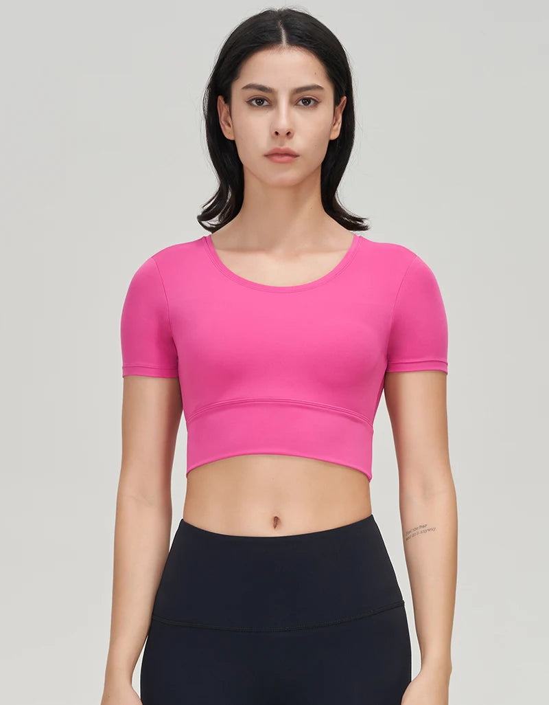 SOISOU Nylon Gym Bra Top Women Yoga Sport Shirts Crop Top Tight Elastic Breathable Chest Pad Removable Womens Clothing 6 Colors