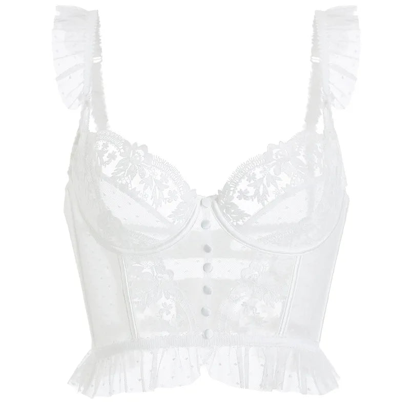 Dentelle Française Ultra Fine - Transparent Wireless Bra & Embroidery Girdle Set