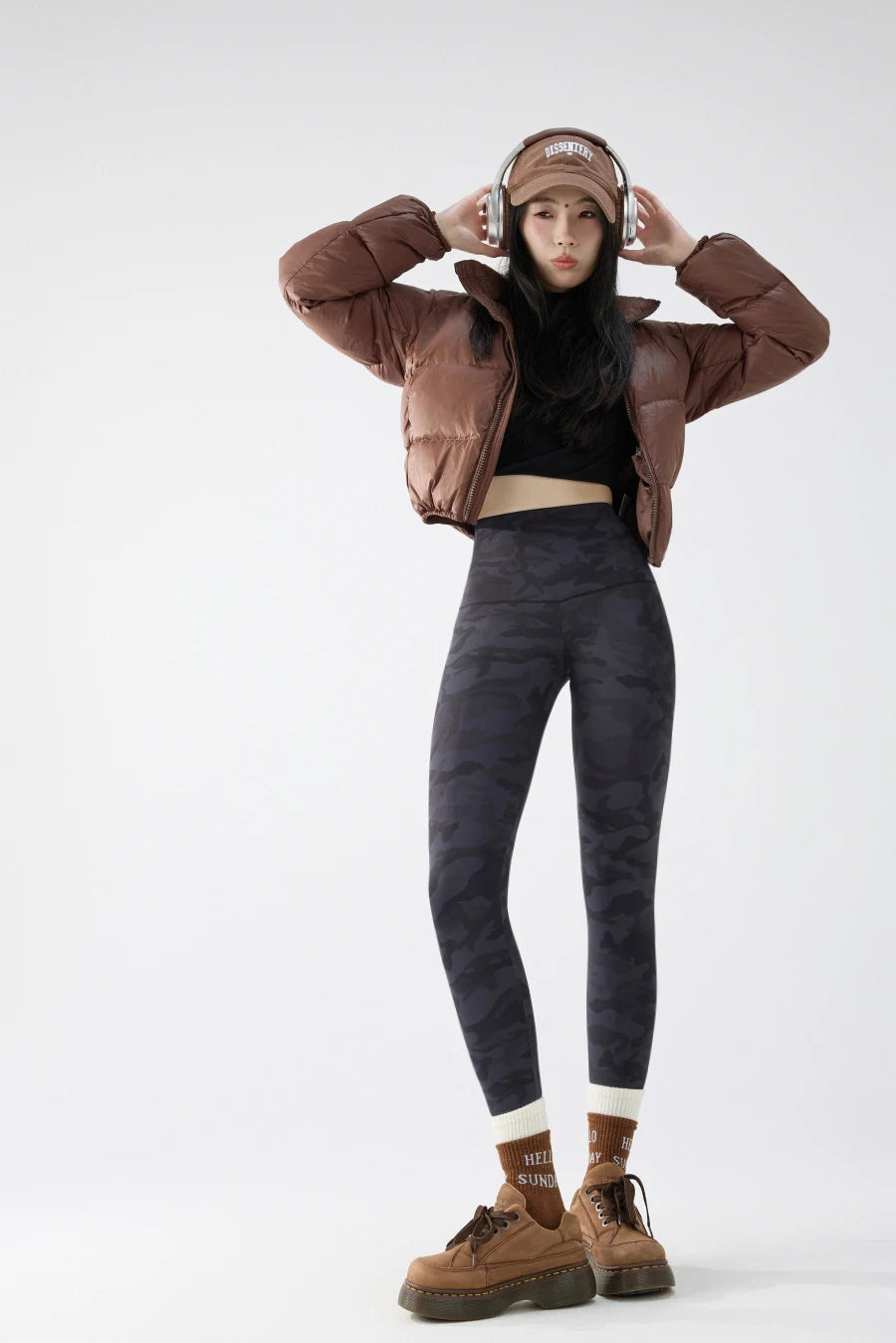 BIVIGAOS 2024 Autumn Winter Camouflage Sharkskin Leggings Brushed Shark Pants Women Thin Fleece Warm Casual Fashion Leggings