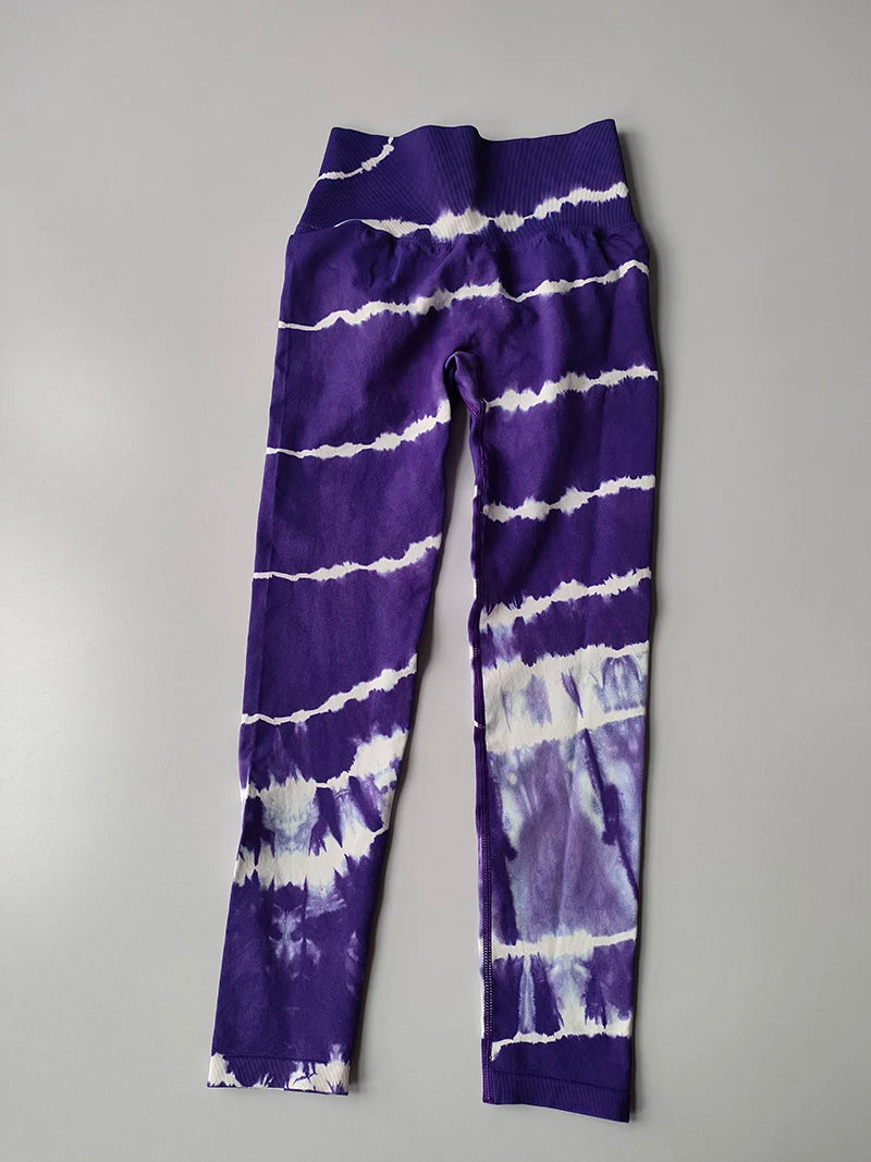 Tie-Dye High-Waist Yoga Leggings for Women Seamless Gym Sports Workout Tights Fitness Running Leggings
