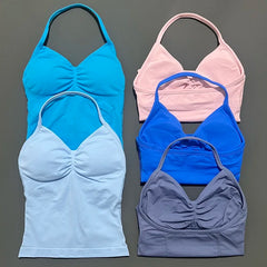 Histello Longline Strappy Women’s Yoga Vest - Open Back Fitness Tank Top
