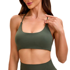 NCLAGEN Twist Back High Support Sports Bra – Seamless Push-Up Gym Top