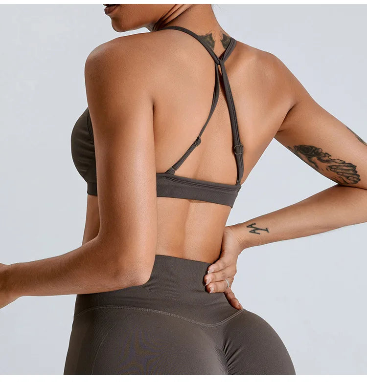 NCLAGEN Seamless Push-Up Sports Bra – High Support, Adjustable Straps, Yoga Top