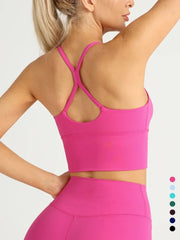 Women's Naked Feeling Y-Shape Cross-Back Sports Bra - Sexy Solid Color Yoga Top