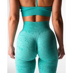 Kvinnors yogaleggings höftlyftande gym sömlösa sportbyxor hög midja fitnessleggings bubbelrumpa träning digital sömlös