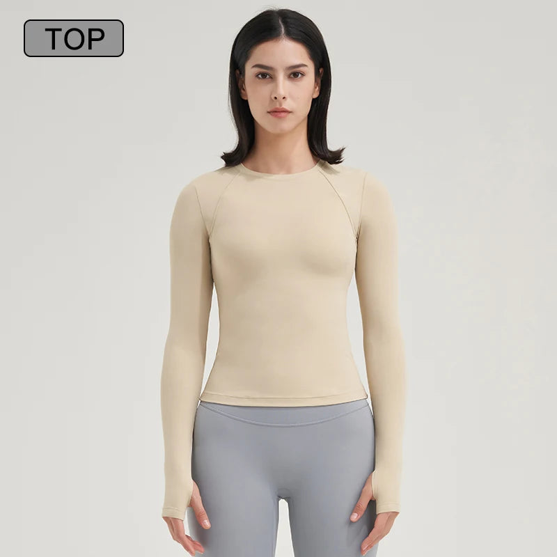 SOISOU Nylon Gym Top Yoga Shirt Fitness Sport Women Clothing Elastic Breathable Pilates Long Sleeve Tops 5 Colors 4 Size