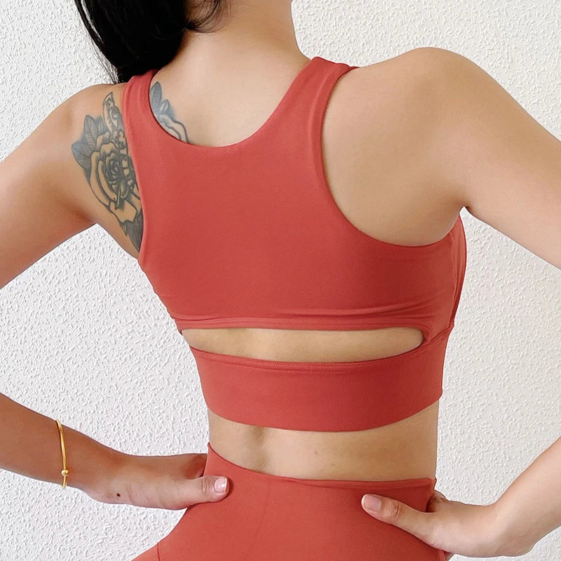 SOISOU Nylon Gym Sexiest Bra For Women Yoga Sport Top Women Tight Elastic Breathable Chest Pad Removable Crop Top 5 Colors
