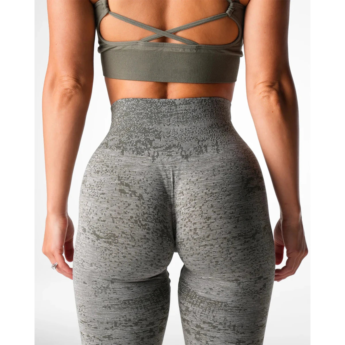 Kvinnors yogaleggings höftlyftande gym sömlösa sportbyxor hög midja fitnessleggings bubbelrumpa träning digital sömlös