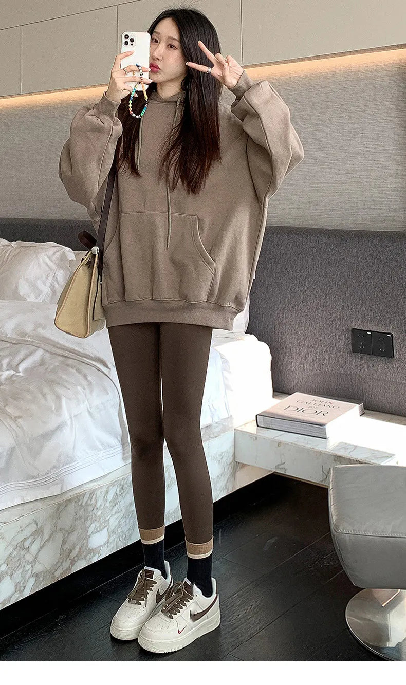 BIVIGAOS Autumn New Thin Rabbit Fleece Shark Leggings Women High Waist Elastic Pressure Slim Sport Fitness Winter Warm Leggings