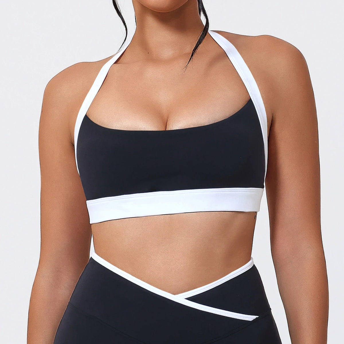 Ctenkevet Women's Color Clash Crop Top - Quick-Dry Backless Gym Bra