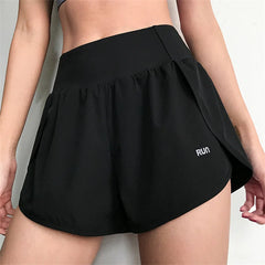 SOISOU Gym Yoga Women's Cycling Shorts Tight Skirt Fitness Elastic High Waist Double Layer Ladies Short Security Leggings Women