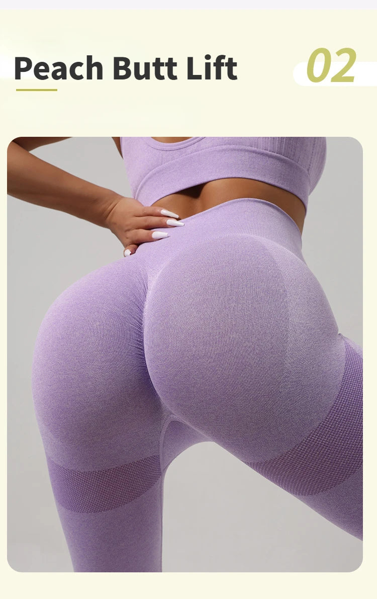 STOUREG Hollow Beauty Back  2Pcs Yoga Set Women Sports Bra+Hip Lifting Sports Pansts Workout Set Seamless Fitness Gym Set