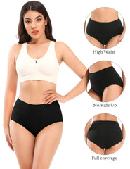 POKARLA Women's High-Rise Cotton Underwear - No Muffin Top Belly Control Panties