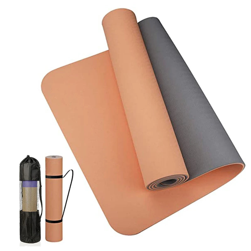 Thick non-slip TPE yoga mat for home workouts. with dual color