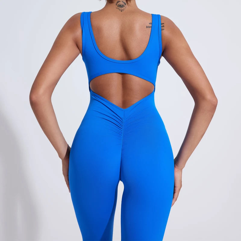 QINACTIV RearV-lift buttocks tight fitting one-piece nude yoga suit winter women's outdoor running sports one-piece fitness suit