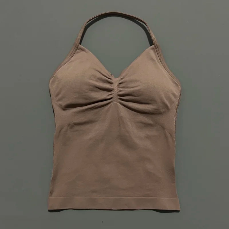 Histello Longline Strappy Women’s Yoga Vest - Open Back Fitness Tank Top
