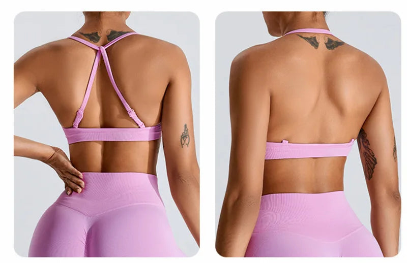 NCLAGEN Seamless Push-Up Sports Bra – High Support, Adjustable Straps, Yoga Top