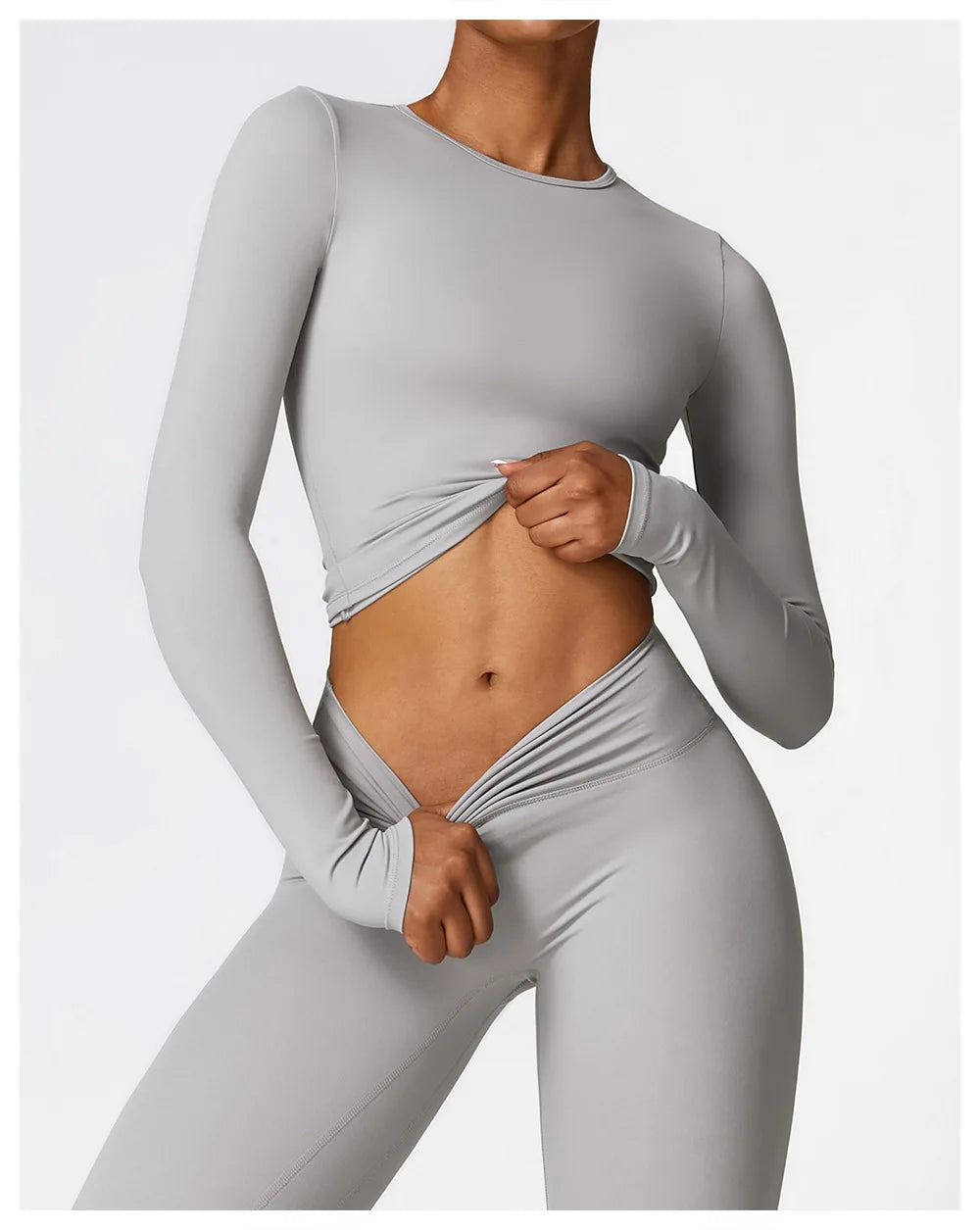 women’s long sleeve dry-fit yoga top.
