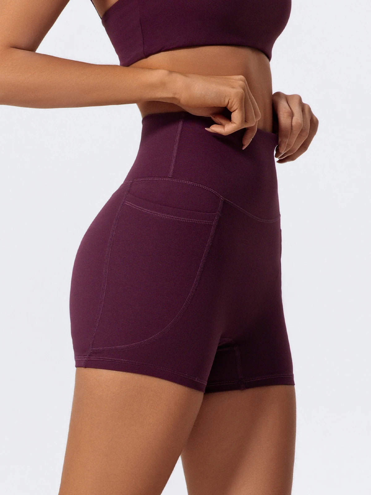 Ctenkevet Women's Pocket Athletic Shorts Running Tight Pants Gym Workout Yoga Trunks Female High Waist Buttock Lift Legging
