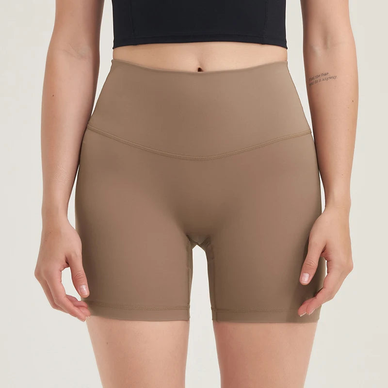 SOISOU Nylon Women's Shorts Gym Yoga Shorts Leggings High Waist Elastic Tight Breathable No Awkward Lines Women's Cycling Shorts