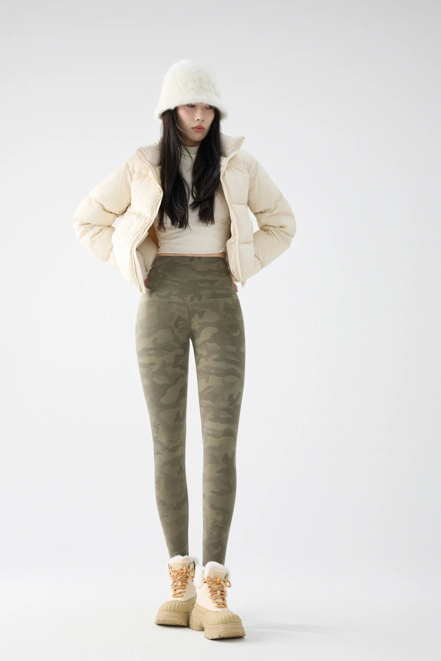 BIVIGAOS 2024 Autumn Winter Camouflage Sharkskin Leggings Brushed Shark Pants Women Thin Fleece Warm Casual Fashion Leggings