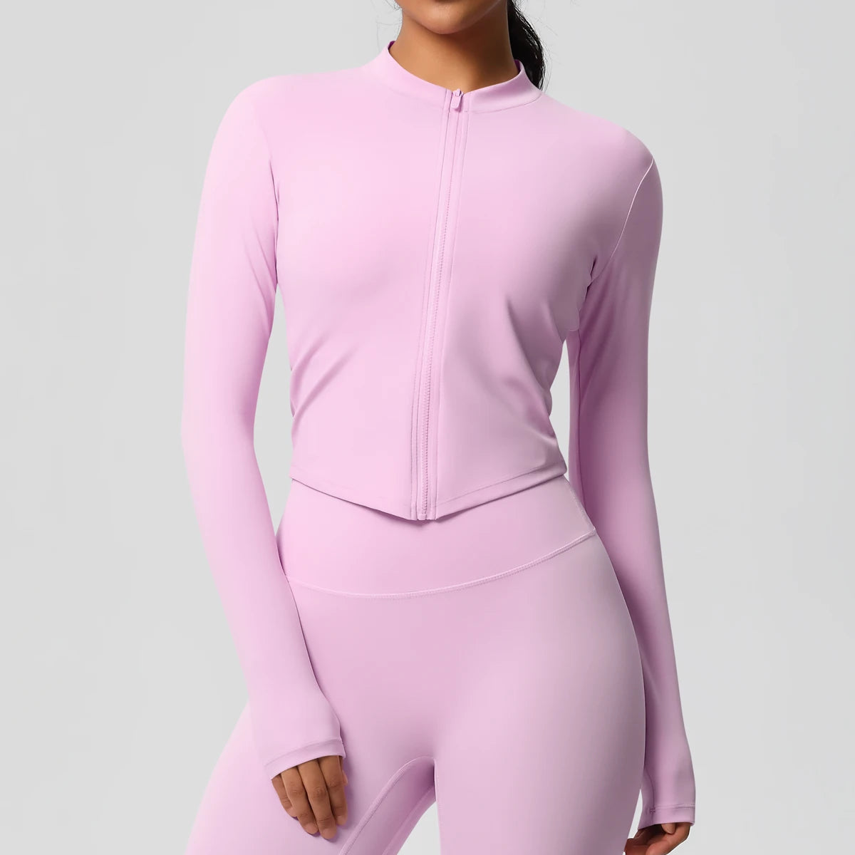 Women's Seamless Zipper Yoga Jacket - Quick-Dry Slim Fit Gym Crop Top