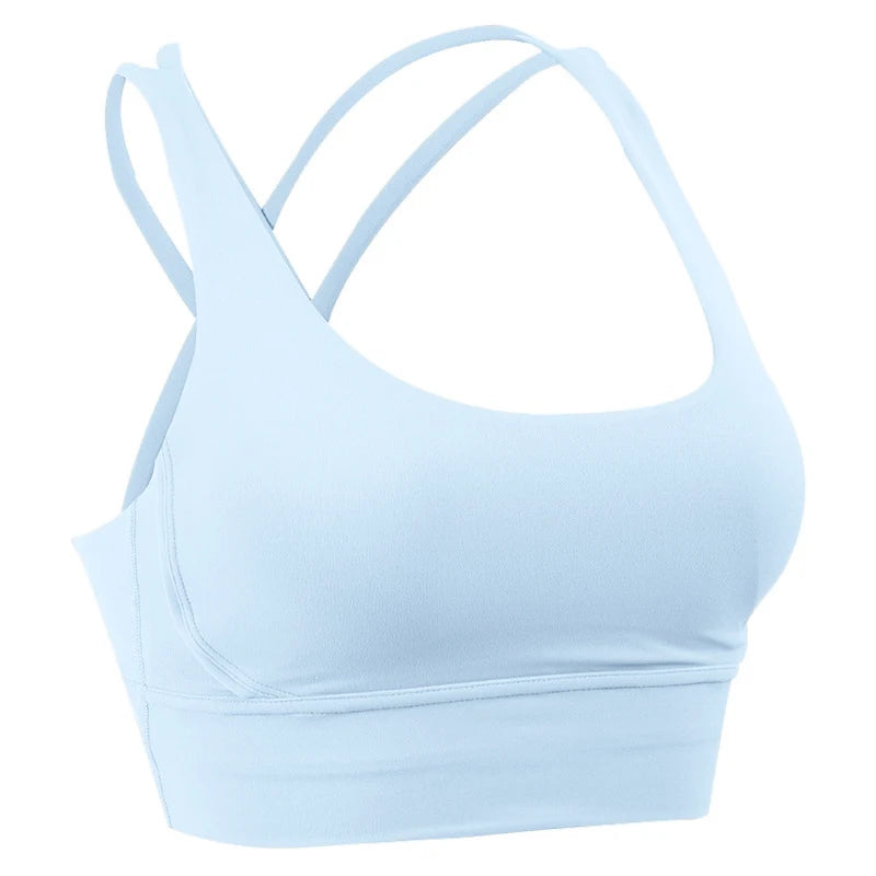 Women's Push-Up Cross-Back Sports Bra - Shock-Absorbing Gym & Running Crop Top
