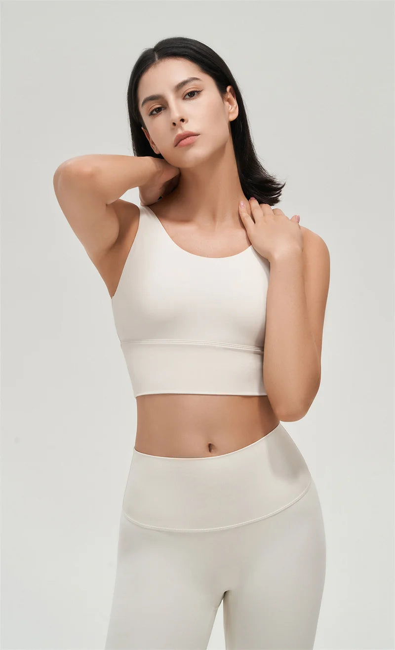SOISOU Lycra Top Women Yoga Sports Bra Gym Fitness Crop Top Bras For Women Underwear Deep V Beautiful Back Chest Pad Removable
