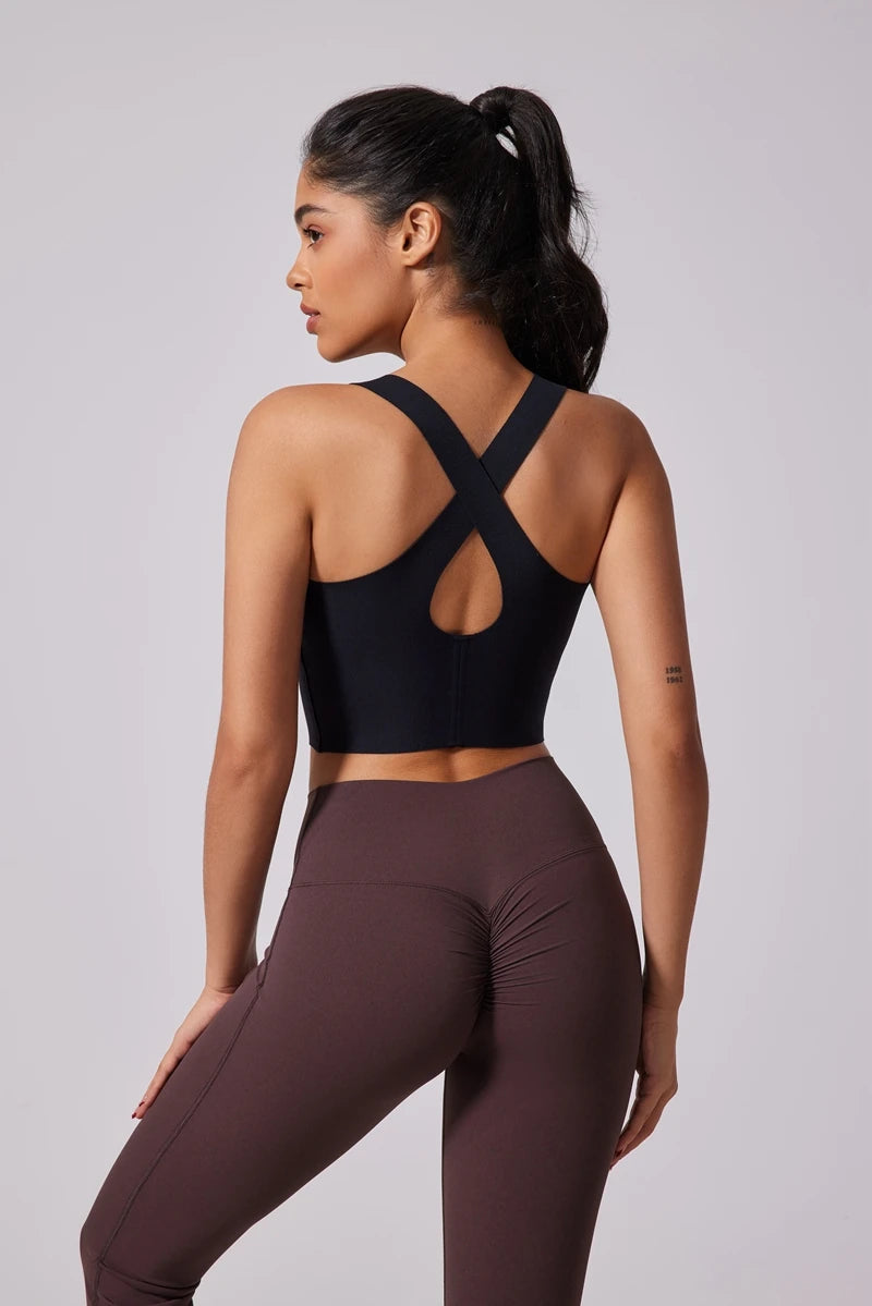 Women's Fitness Wear – Shock-Absorbing Yoga Bra with Wide Straps