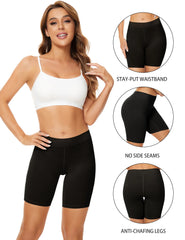 POKARLA 4-Pack Women's Cotton Boxer Briefs - Anti-Chafing High-Waisted Biker Shorts
