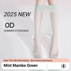 Green Sheer Ultra-Thin Seamless Tights for Women (0D Tear-Resistant)